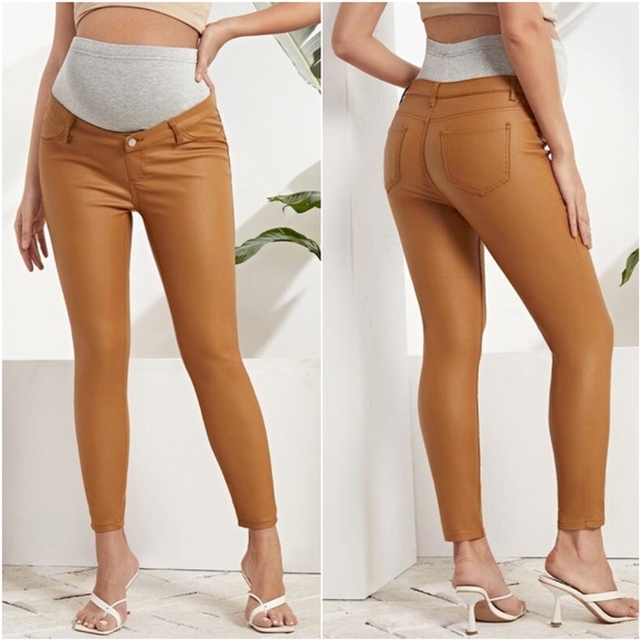 Maternity Army Green Wide Band Waist Skinny Fitted Pants - Picture 5 of 7